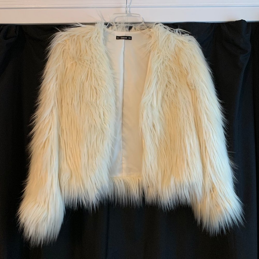 Cream Colored Faux Fur Jacket